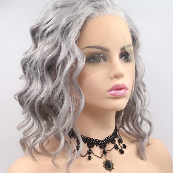 Silver Gray SHORT BOB WAVY Lace Front Wig *NEW* - Picture 4 of 5